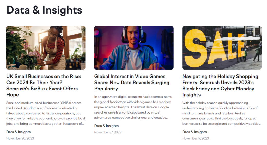 semrush b2b content example data insights