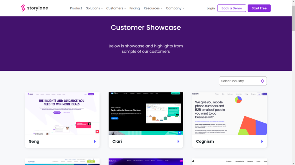 b2b customer showcase storylane