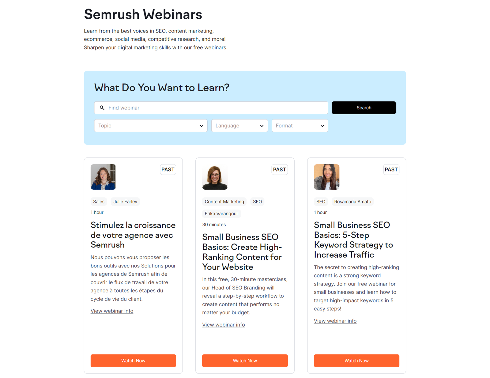 semrush b2b webinars