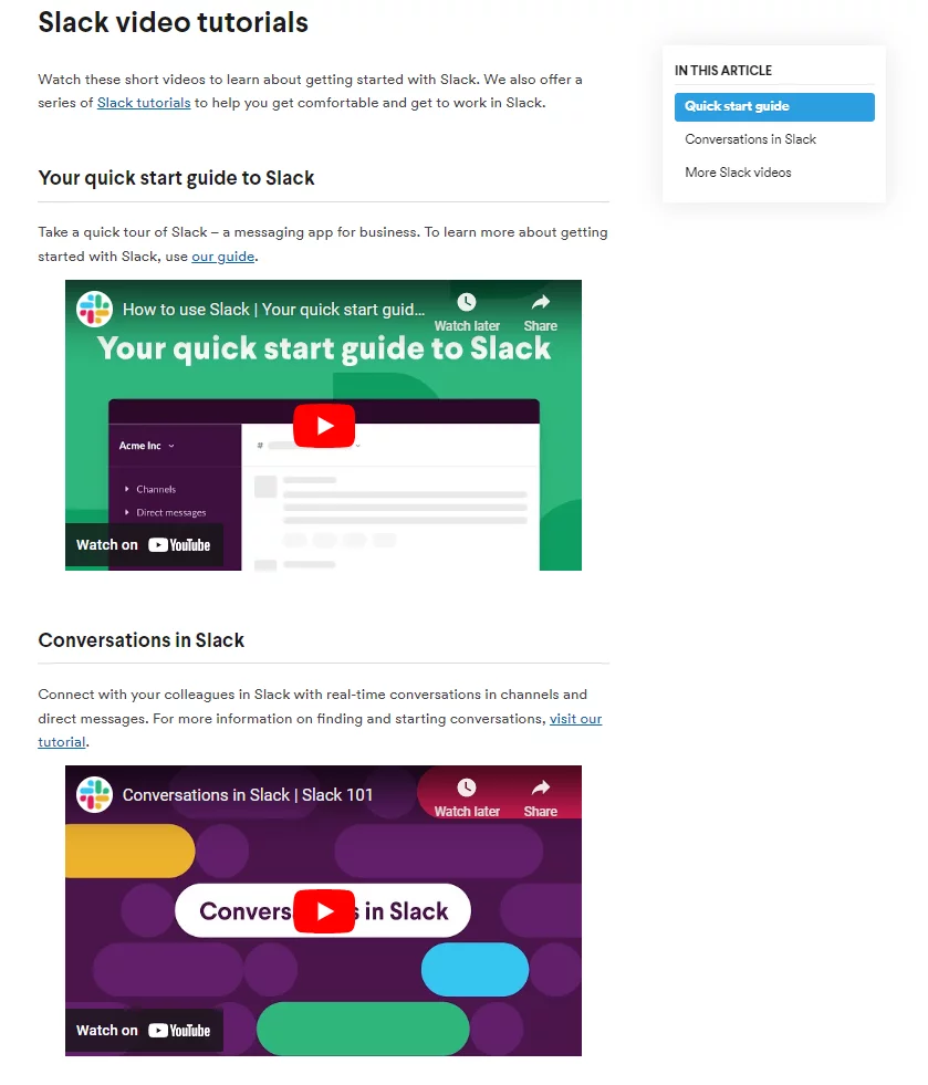slack demo center video tutorials b2b content example